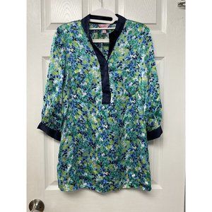 LILLY PULITZER Gin Gria Blue Multi Silk Tunic Blouse Top Size 6